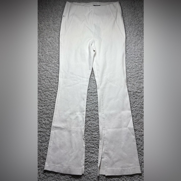 Lysse Pants Womens Large White Knit Denim Flare Bell Bottoms Stretch High Waist - Picture 1 of 5
